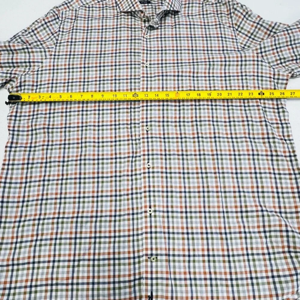 NWOT JOHNNIE-O TOP SHELF PUMPKIN GUFFY PLAID BUTTON DOWN SHIRT XXL Orange Blue - Picture 7 of 10